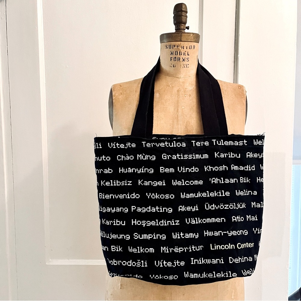 Lincoln Center WELCOME Tote Bag - black white + yellow - John Cage, NYC Souvenir